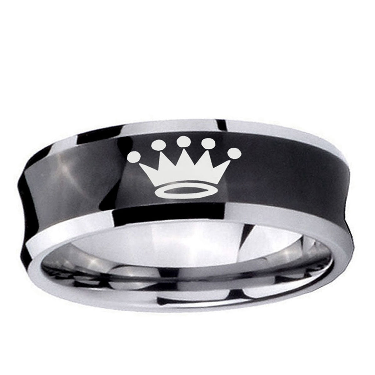 5MMCrown Concave Black Tungsten Carbide Wedding Band Mens