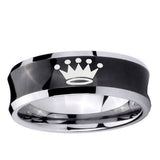 10mm Crown Concave Black Tungsten Ring