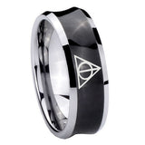 10mm Deathly Hallows Concave Black Tungsten Carbide Men's Promise Rings