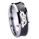 10mm-Flamed-Cross-Concave-Black-Tungsten-Carbide-Mens-Ring-Engraved