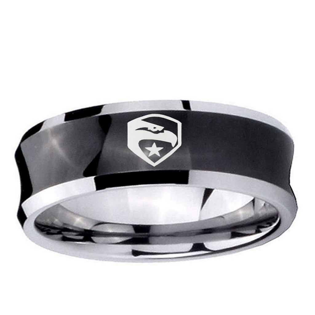 10mm GI Joe Eagle Concave Black Tungsten Ring