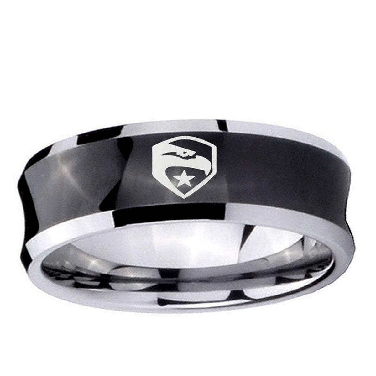 10mm GI Joe Eagle Concave Black Tungsten Ring