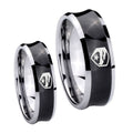 GI Joe Eagle Concave Black Tungsten Bridal Set Rings