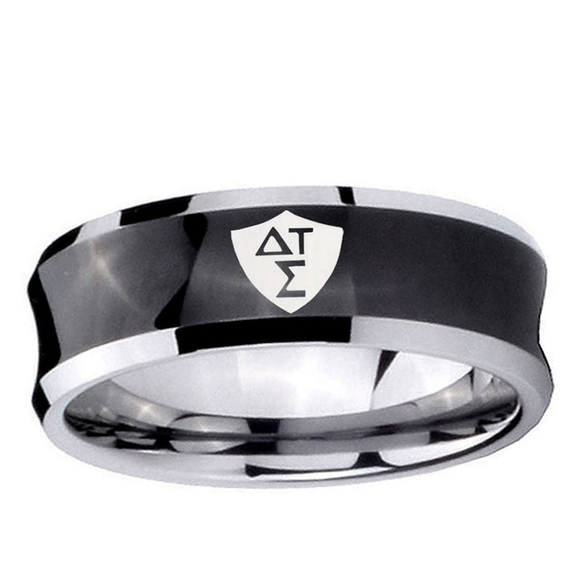 10mm Greek CTR Concave Black Tungsten Ring