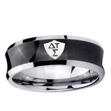 5, 8mm Greek CTR Concave Black Tungsten Ring
