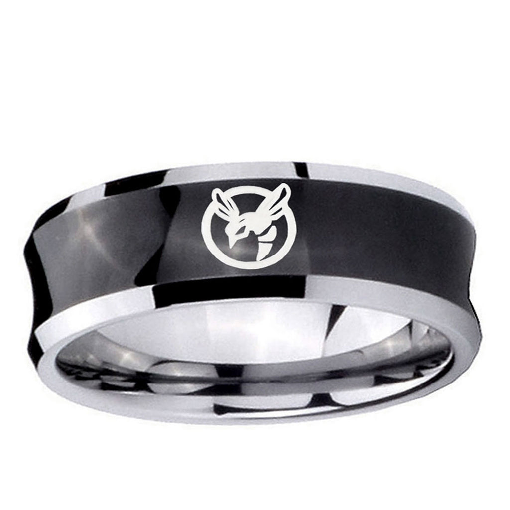 10mm Honey Bee Concave Black Tungsten Ring