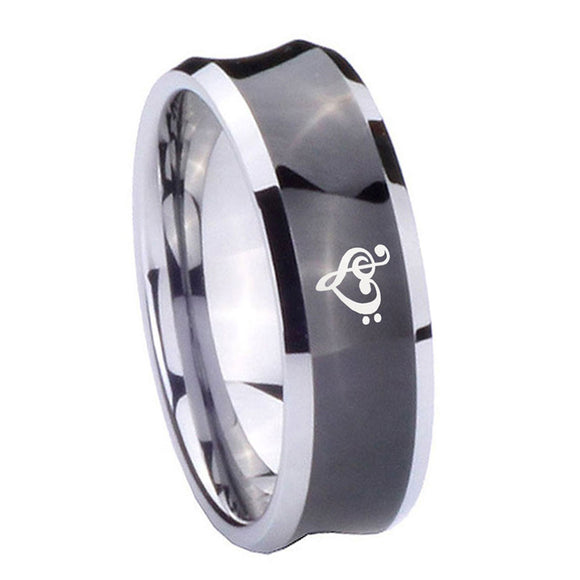 10mm-Music-&-Heart-Concave-Black-Tungsten-Carbide-Mens-Promise-Ring