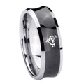 8MM Music & Heart Concave Black Tungsten Mens Anniversary Ring