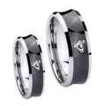 Music & Heart Concave Black Tungsten Bridal Band Set