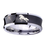 10mm-Horse-Concave-Black-Tungsten-Carbide-Custom-Mens-Ring