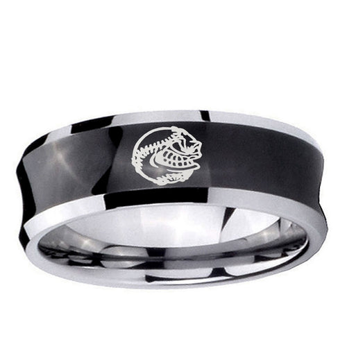 10mm Angry Baseball Concave Black Tungsten Ring
