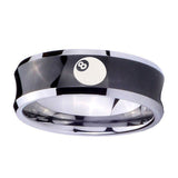 10mm-8-Ball-Concave-Black-Tungsten-Carbide-Mens-Wedding-Ring