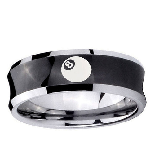 10mm 8 Ball Concave Black Tungsten Ring
