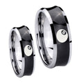8 Ball Concave Black Tungsten His And Hers Ring