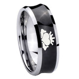 10mm Claddagh Design Concave Black Tungsten Carbide Men's Wedding Ring