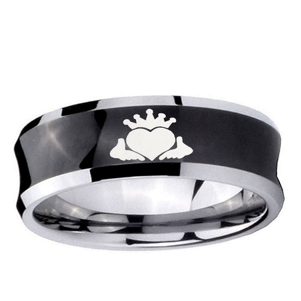 5MMCladdagh Design Concave Black Tungsten Men's Promise Ring