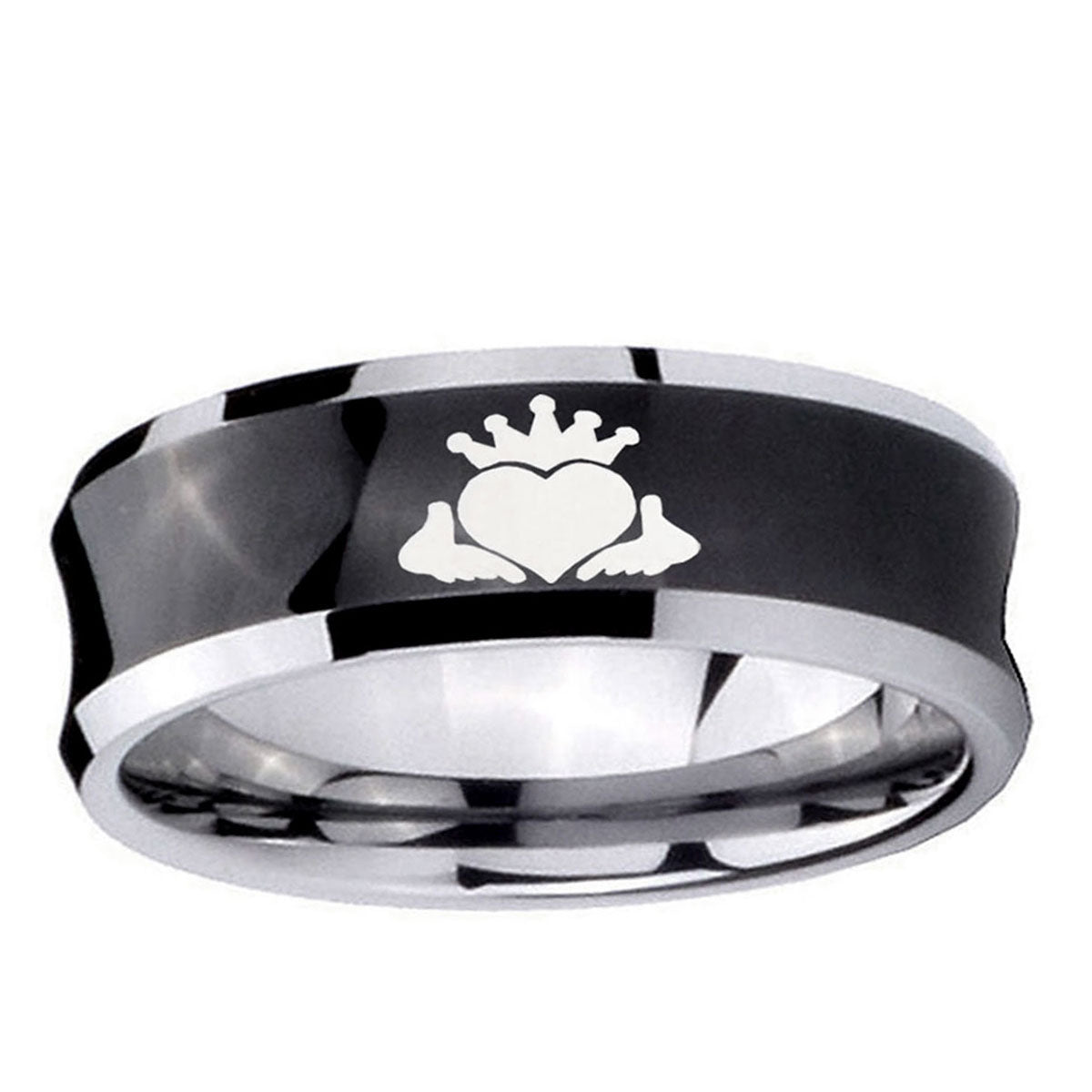 5MMCladdagh Design Concave Black Tungsten Men's Promise Ring