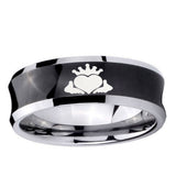 10mm Claddagh Design Concave Black Tungsten Ring