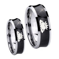 Claddagh Design Concave Black Tungsten Couple Wedding Bands