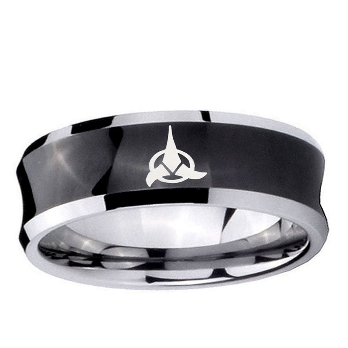 5MMKlingon Concave Black Tungsten Carbide Anniversary Ring