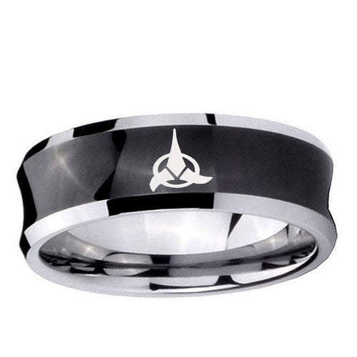 10mm Klingon Concave Black Tungsten Ring