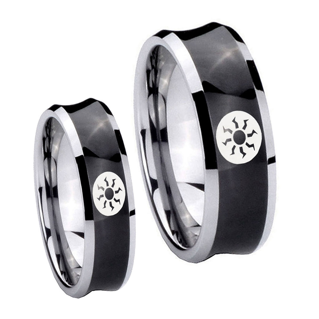 Magic The GatheRing Concave Black Tungsten Mens Ring Set