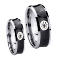 Magic The GatheRing Concave Black Tungsten Mens Ring Set