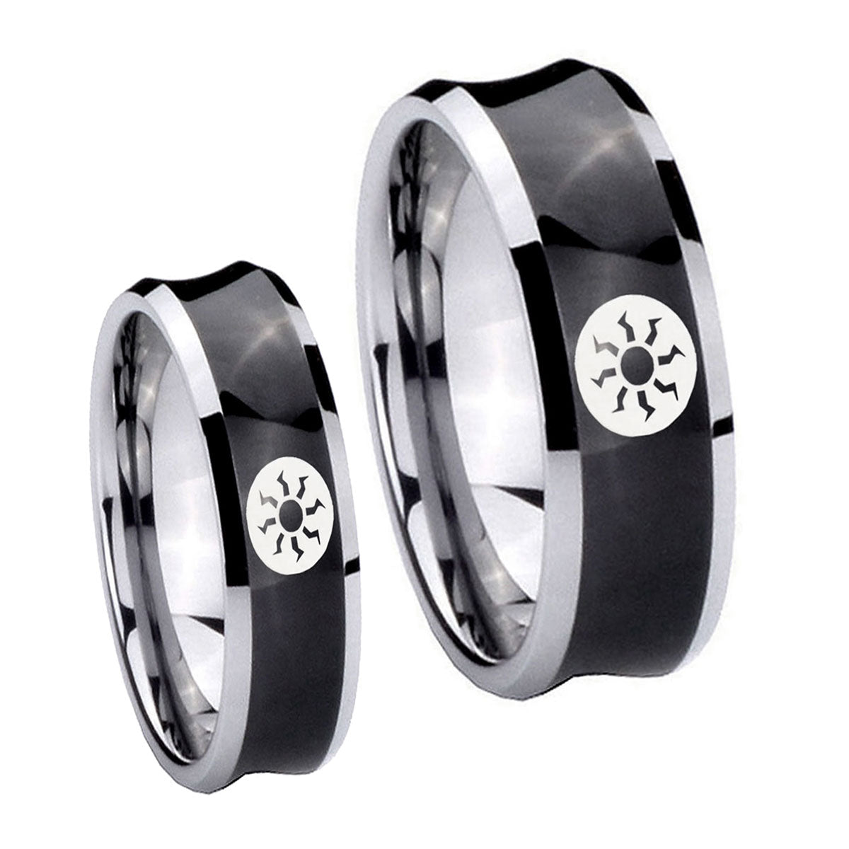 Magic The GatheRing Concave Black Tungsten Mens Ring Set