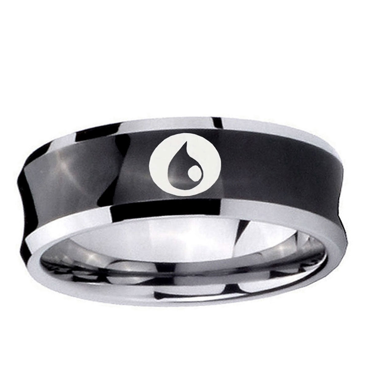 5MMMagic Gathering Concave Black Tungsten Mens Wedding Ring
