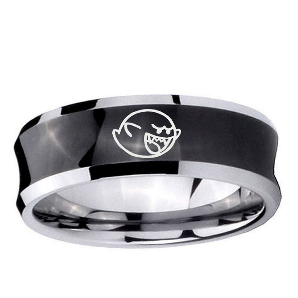 10mm Mario Boo Ghost Concave BlackTungsten Ring