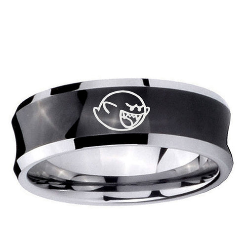 10mm Mario Boo Ghost Concave BlackTungsten Ring