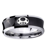 5, 8mm Mario Mushroom Concave Black Tungsten Ring