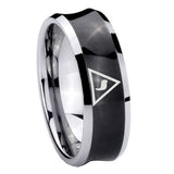10mm Masonic Yod Concave Black Tungsten Carbide Men's Wedding Band