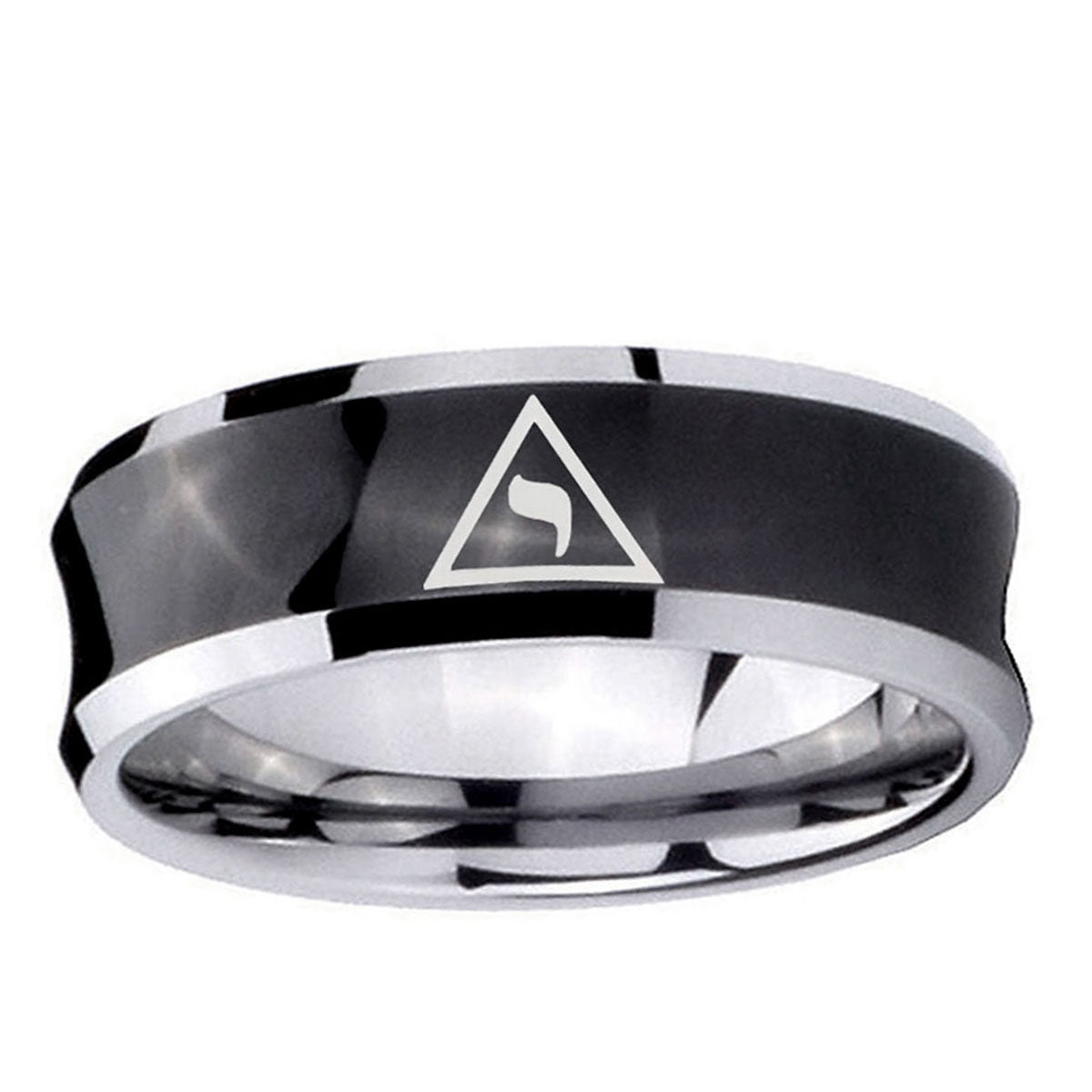 5MMMasonic Yod Concave Black Tungsten Wedding Engraving Ring