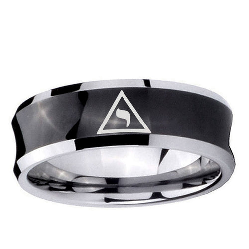 10mm Masonic Yod Concave Black Tungsten Ring