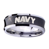 10mm-Navy-Concave-Black-Tungsten-Carbide-Mens-Engagement-Band