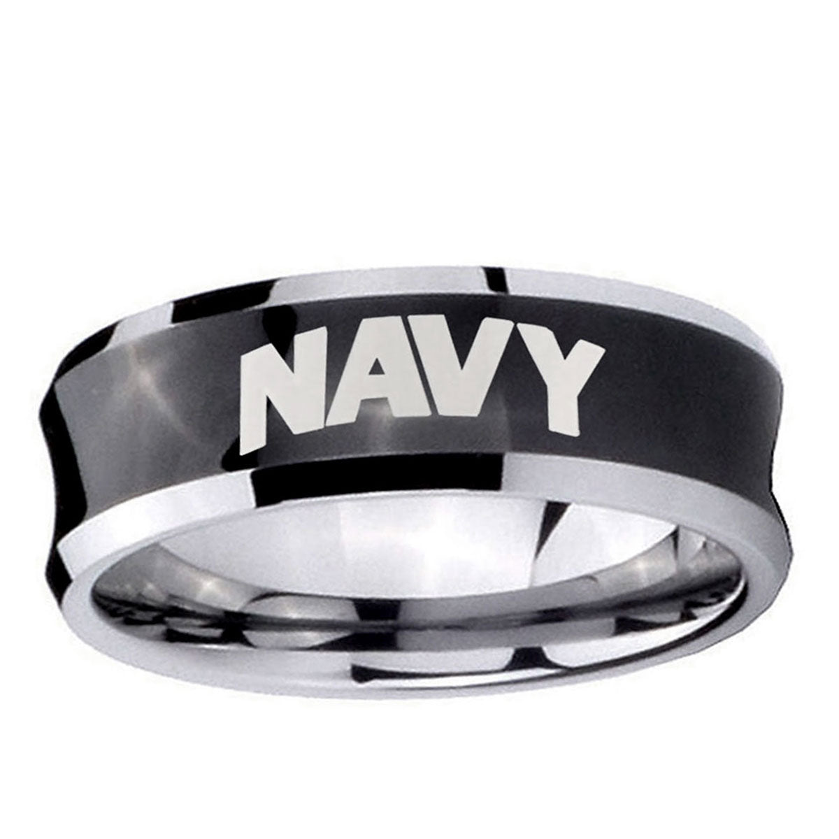5MMNavy Concave Black Tungsten Carbide Wedding Engraving Ring
