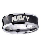 10mm Navy Concave Black Tungsten Ring