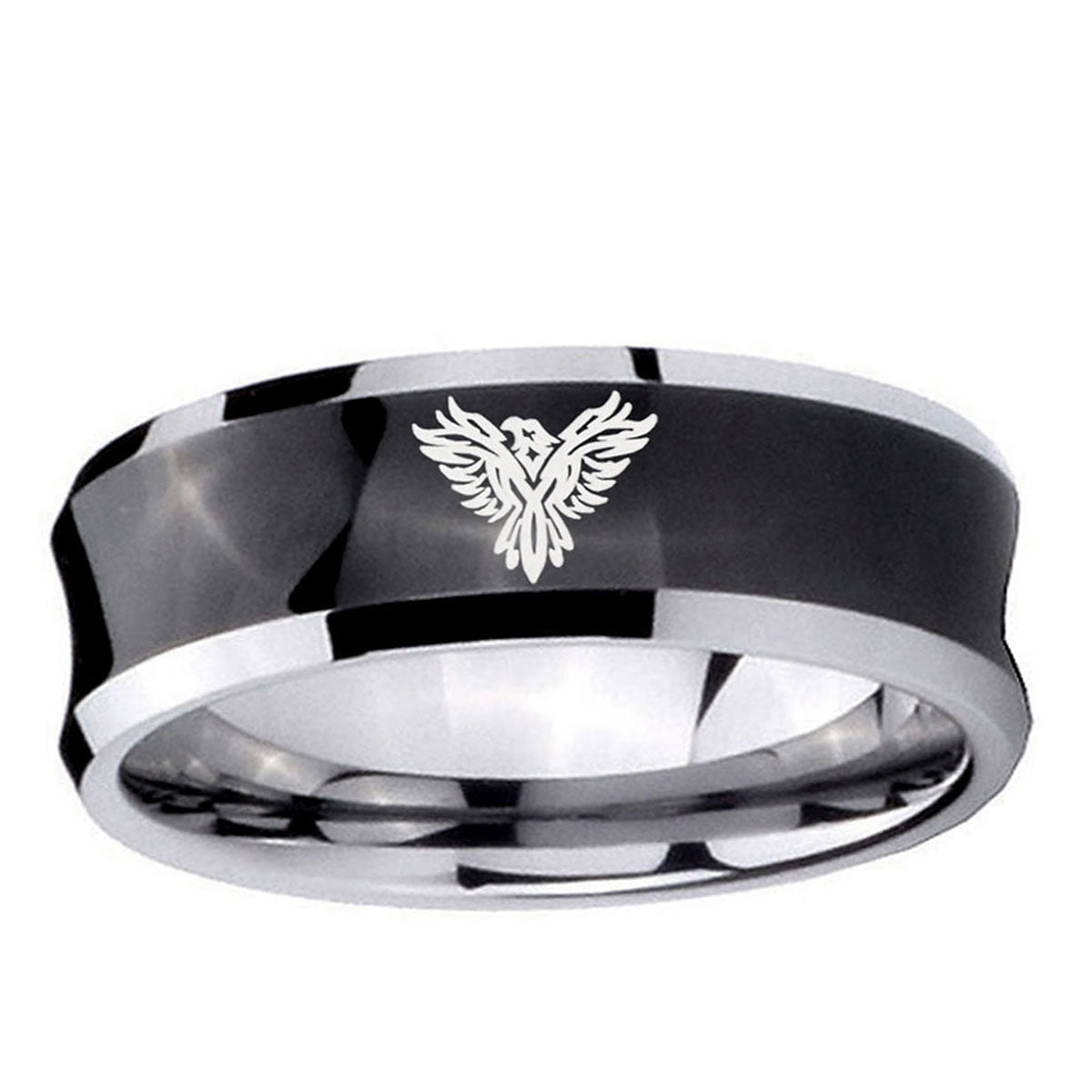 5MMPhoenix Concave Black Tungsten Mens Anniversary Ring