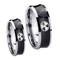 Radiation Concave Black Tungsten Bridal Band Set