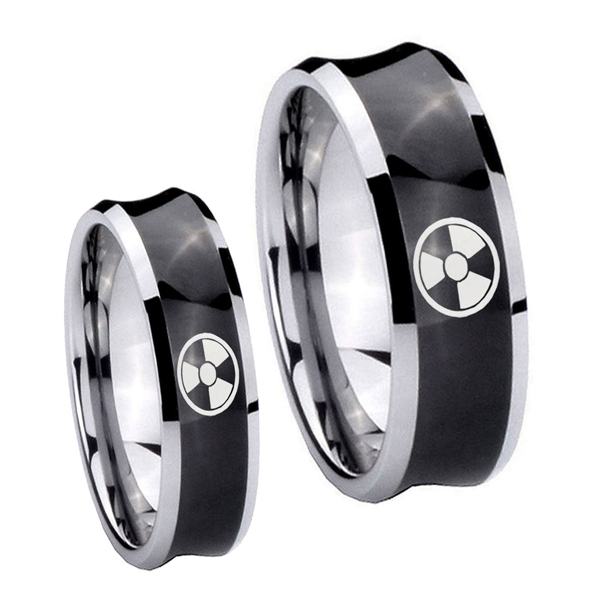 Radiation Concave Black Tungsten Bridal Band Set