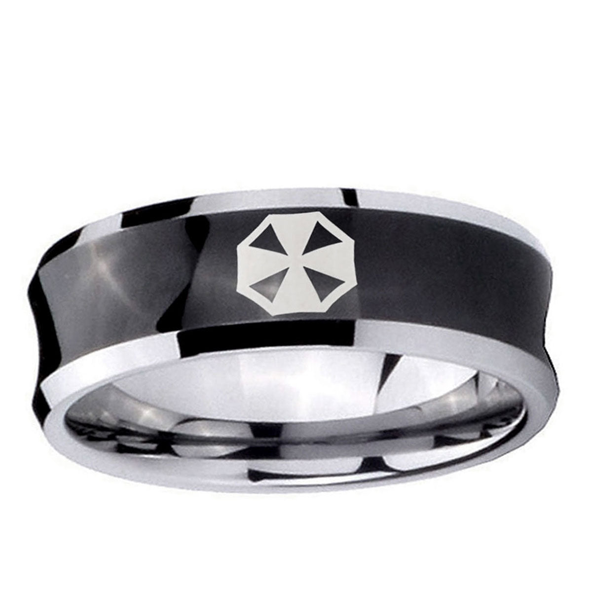 5MMResident Evil Concave Black Tungsten Custom Ring for Men