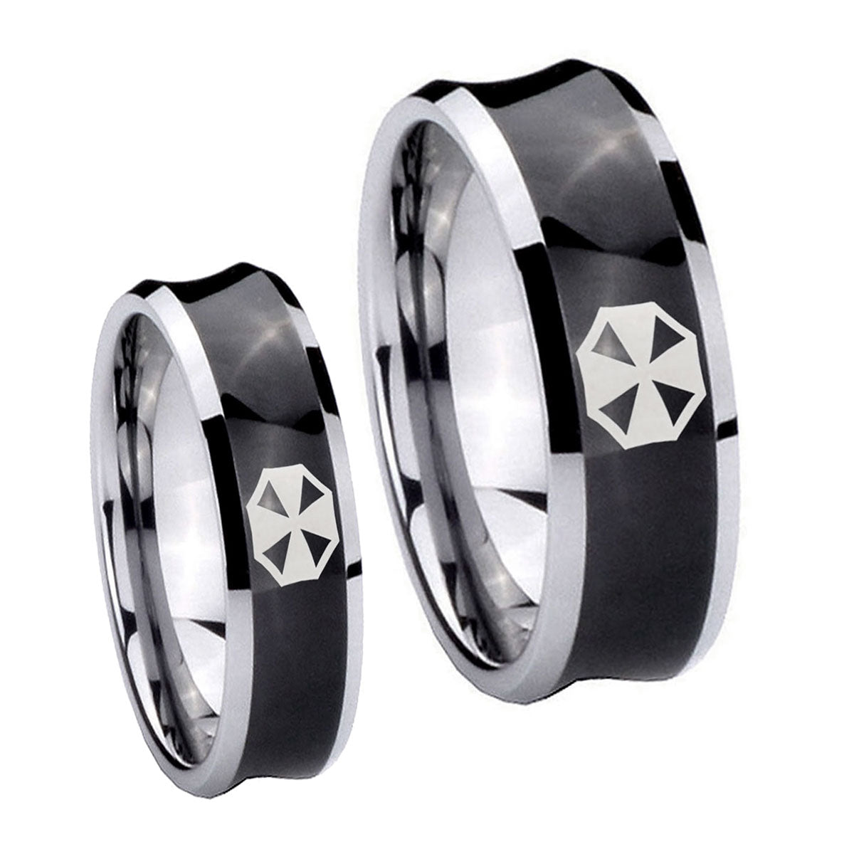 Resident Evil Concave Black Tungsten Bridal Band Set