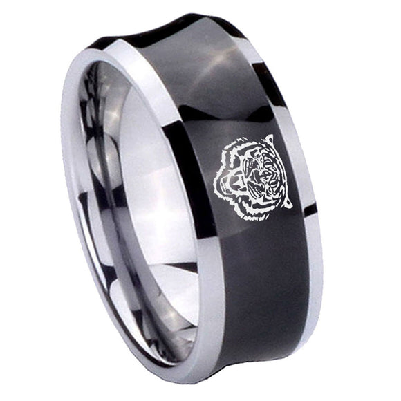 8mm-Lion-Concave-Black-Tungsten-Carbide-Men's-Ring