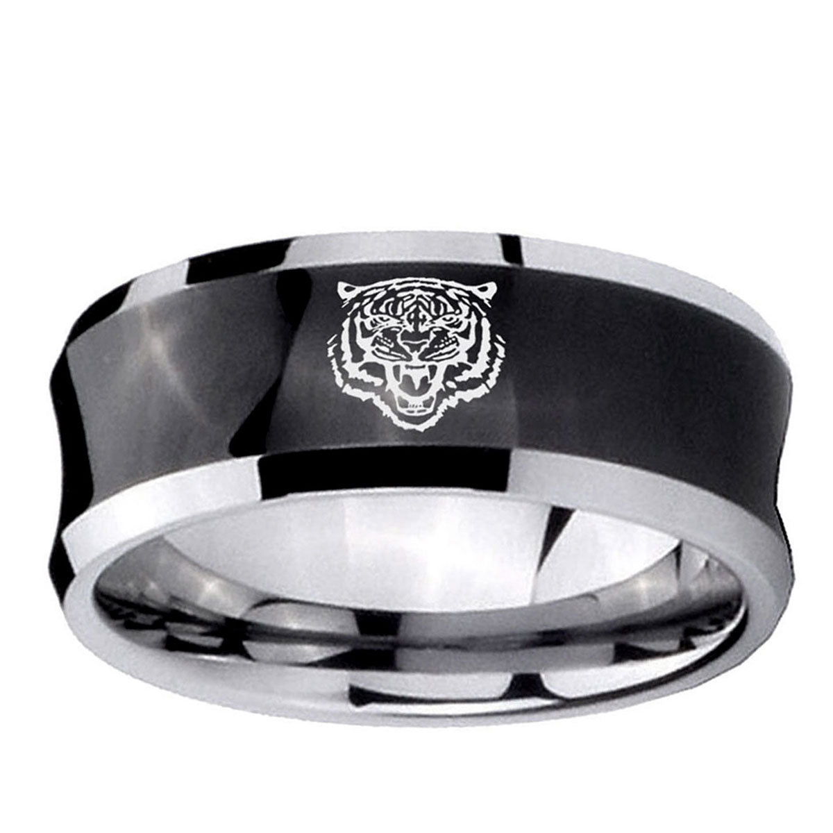 5MMLion Concave Black Tungsten Carbide Men's Ring