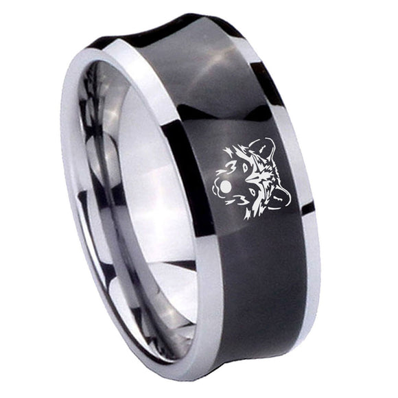 8mm-Wolf-Concave-Black-Tungsten-Carbide-Men's-Ring