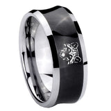 10mm Wolf Concave Black Tungsten Carbide Men's Engagement Band