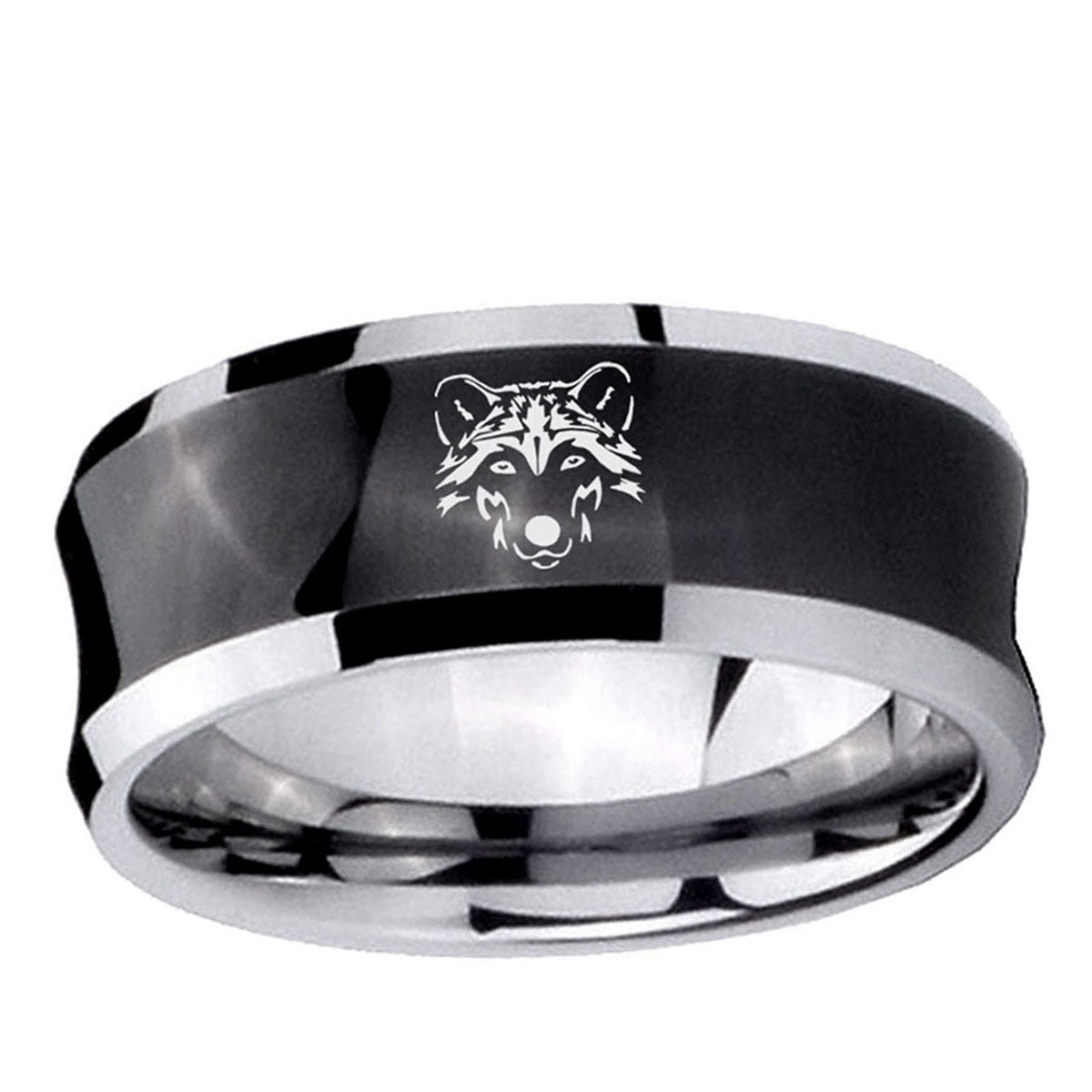 5MMWolf Concave Black Tungsten Carbide Men's Ring