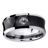 5, 8mm Wolf Concave Black Tungsten Ring