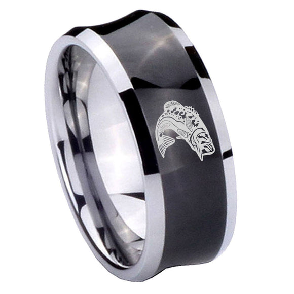 10mm-Fishing-Concave-Black-Tungsten-Carbide-Men's-Engagement-Band